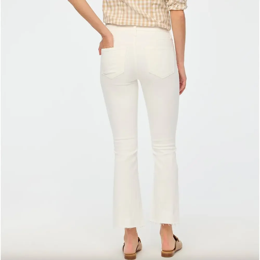 J.Crew Flare Crop White Jean Signature Stretch Denim Mid Rise Womens US 28